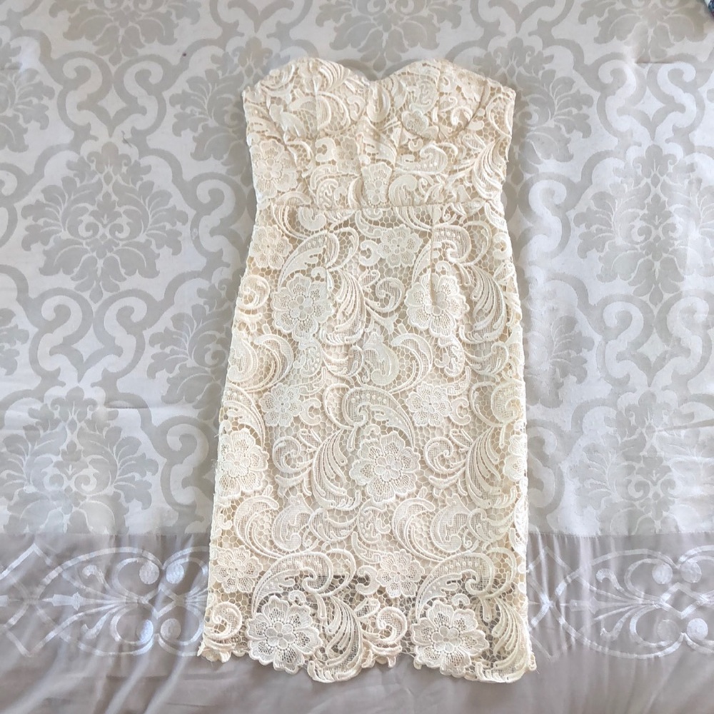 Cream lace midi dress